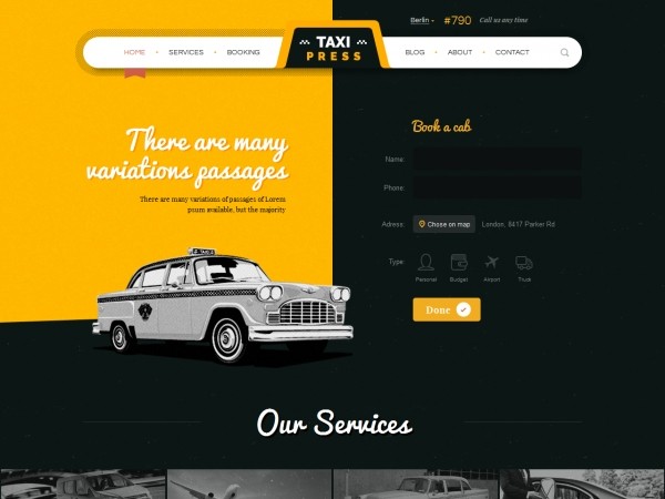 Шаблон сайта для такси в ретро стиле