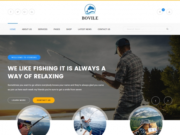 Современный шаблон сайта для рыболовного магазина