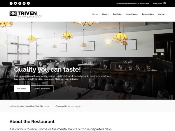 Стильный и серьезный HTML шаблон сайта ресторана