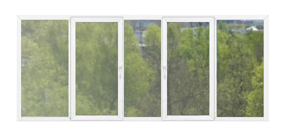 Пятистворчатые рама ПВХ на балкон 600×140 Brusbox 60