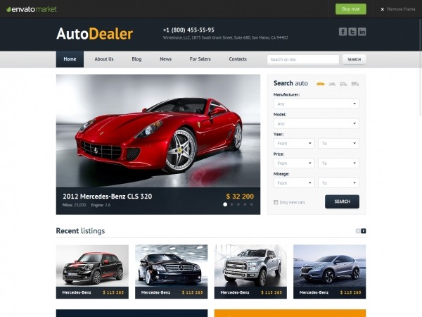 Auto Dealer бесплатный HTML шаблон сайта